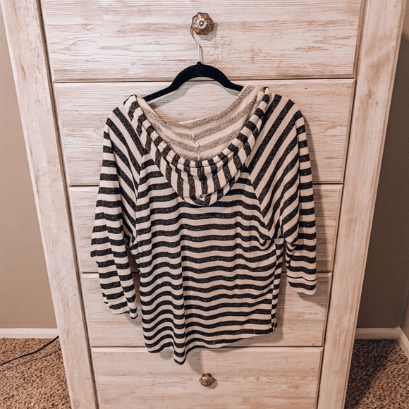 Distressed Black/White Striped Sweatshirt - Picture 2 of 2